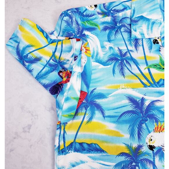 HAWAII Colorful Parrot Hawaiian S/S Shirt Button Up Men's Size Large *Minor Flaw - Picture 3 of 9